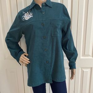 Vintage Classic Elements Womens S Green Long Sleeve Button Up Shirt.